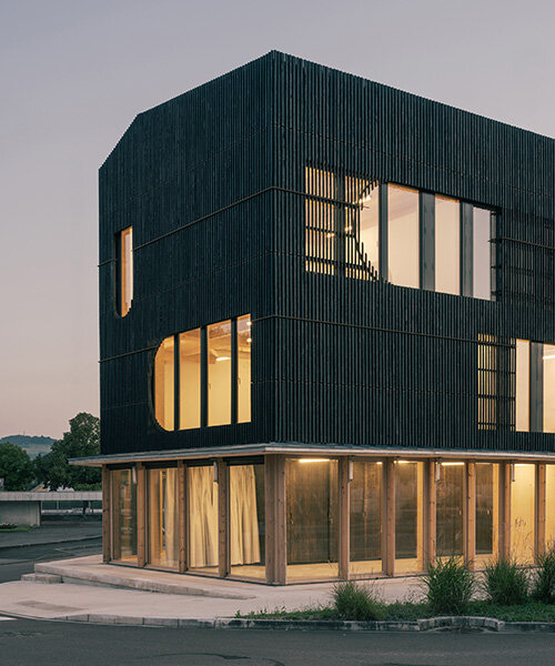 dark shousugiban wood facade wraps guillaume ramillien's creative hub in rural france