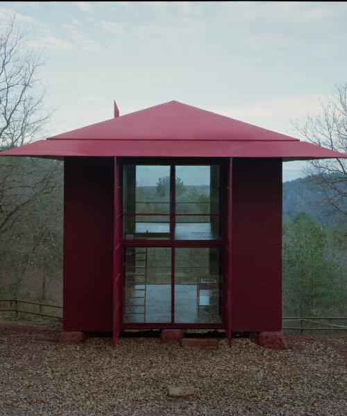 TEST perches prefabricated wooden house atop shotcrete pillars in barcelona woodlands