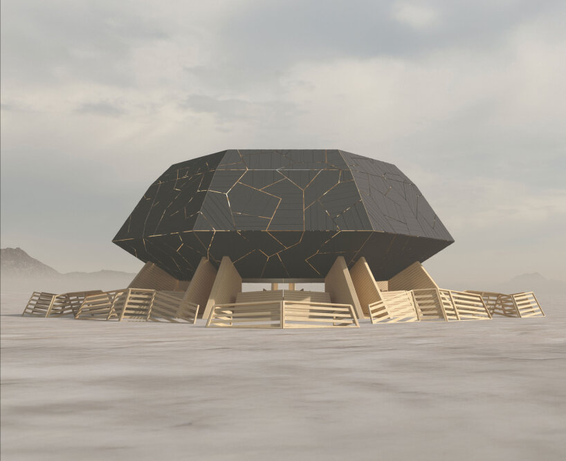 Miguel Arraiz's Burning Man's Burning Man is a fragmented geological sanctuary for healing