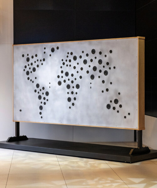 yuri suzuki installs world map with speakers that play ambient sounds at google’s paris office