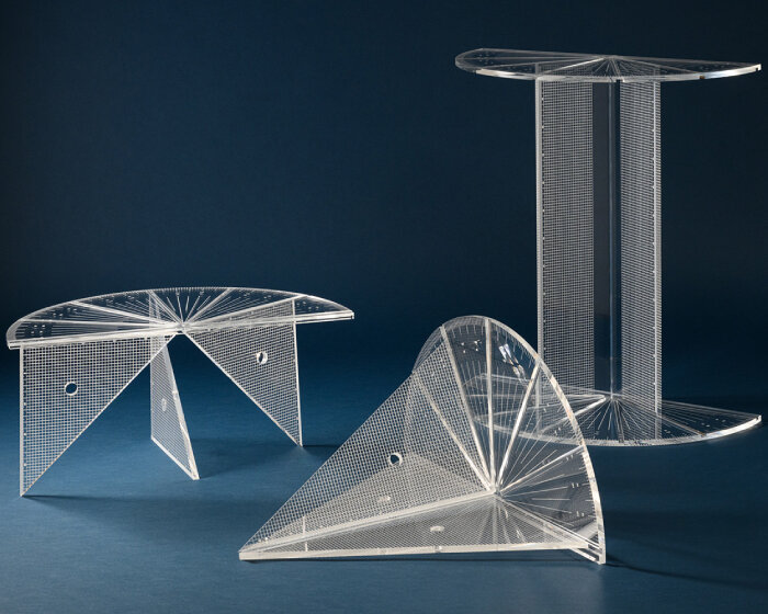 transparent measuring tools arrange floating orderly compositions by iyo hasegawa