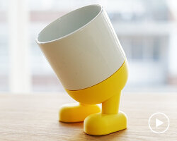 meet corcelain, a series of ceramic cups with customizable 3D printed feet and screws