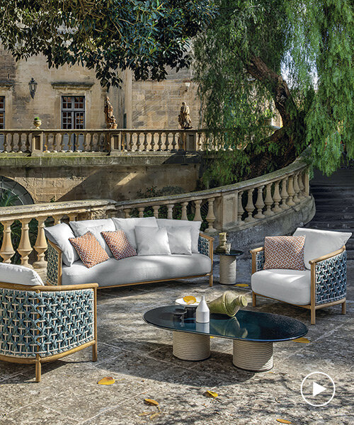ethimo's patio reintroduces ancient weaving tradition with wood & teak outdoors furniture