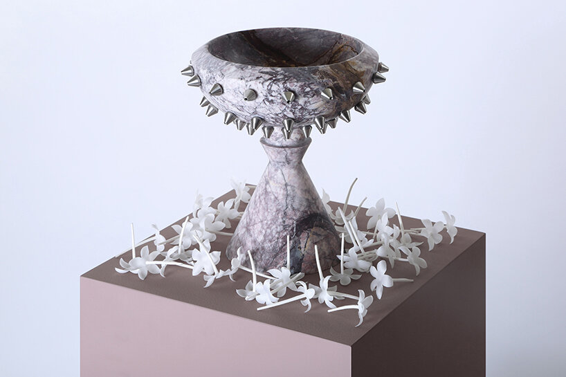 richard yasmine debuts marble art de la table collection 'divine decadence' in milan