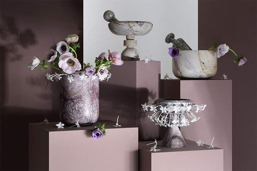 richard yasmine debuts marble art de la table collection 'divine decadence' in milan