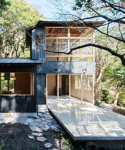 wooden atelier rises from preserved framework of 90-year-old japanese home