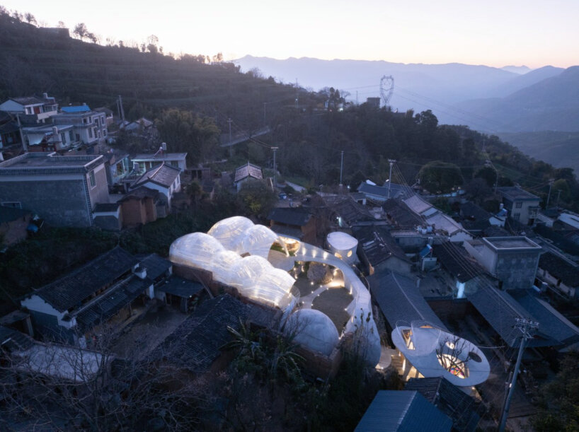 xong xiangwei studio's concrete mushroom library creates reading space for children in china