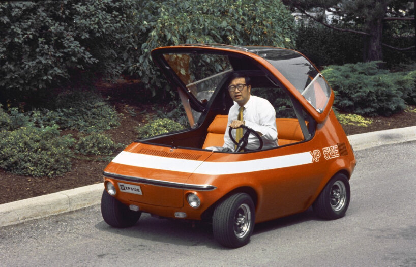 a GM engineer sits in the 512E with the canopy top raised