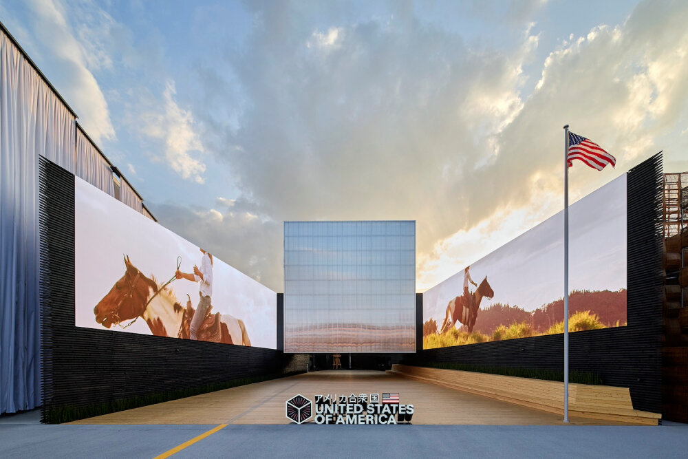 US pavilion with wings from Trahan Architects wrapped Plaza Central to open at Expo 2025 Osaka
