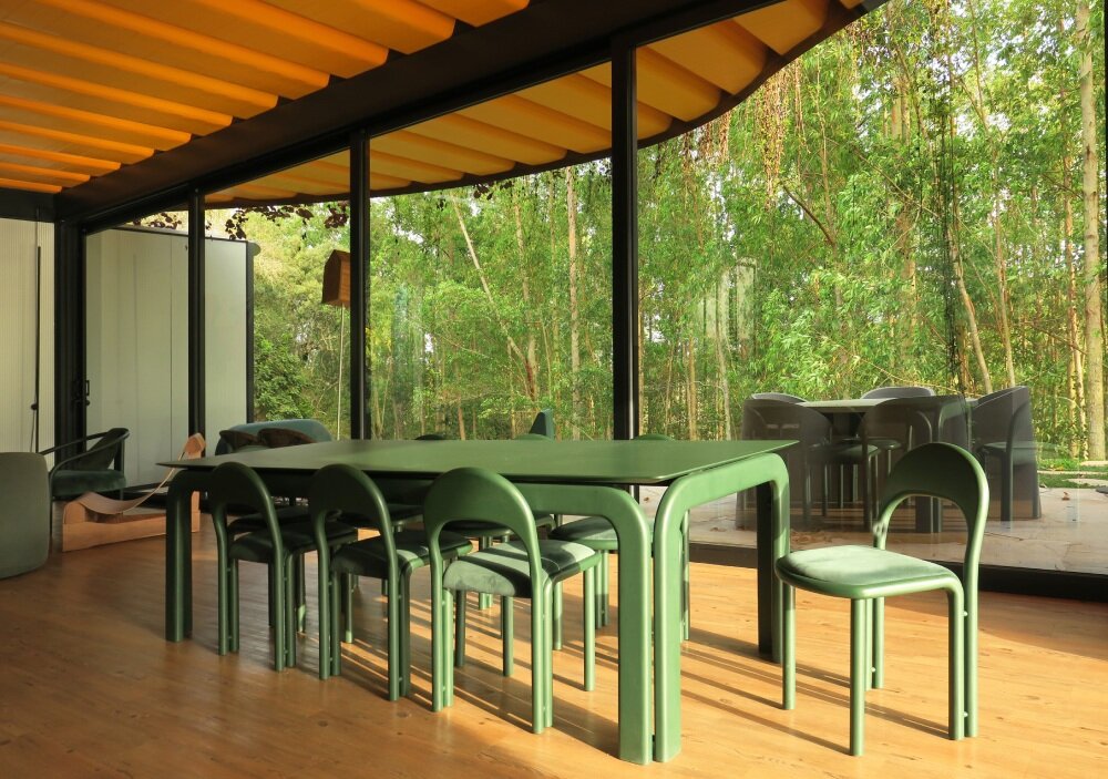 paul clemence captures perforated steel curves of rodrigo ohtake's modular house in brazil