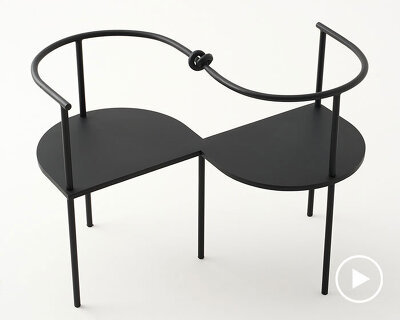 anuka tavartkiladze sculpts two-seat lovers chair knotted together in steel