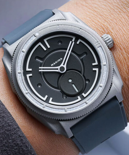 sculptural geometric lines contour makina's azazel_I timepiece encased in steel body