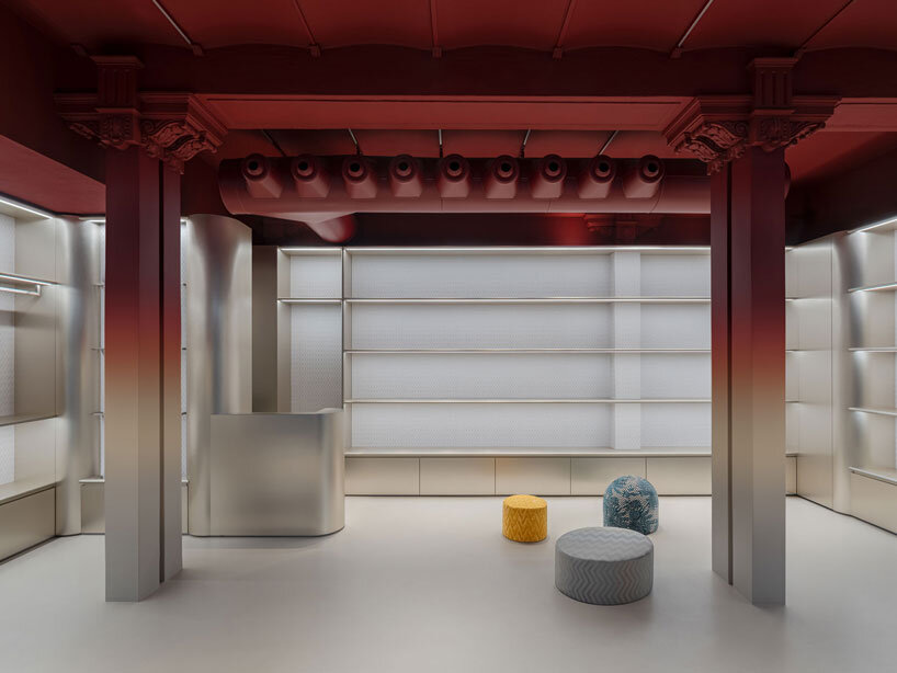 gradient satin-finished metal envelops missoni home boutique by LIT studio in milan