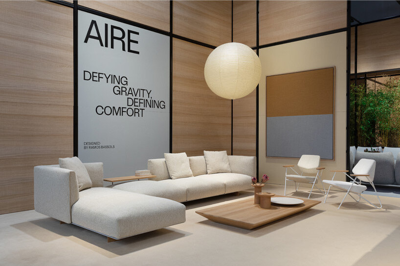 prostoria and ramos + bassols reveal floating modular sofa aire at salone del mobile 2025