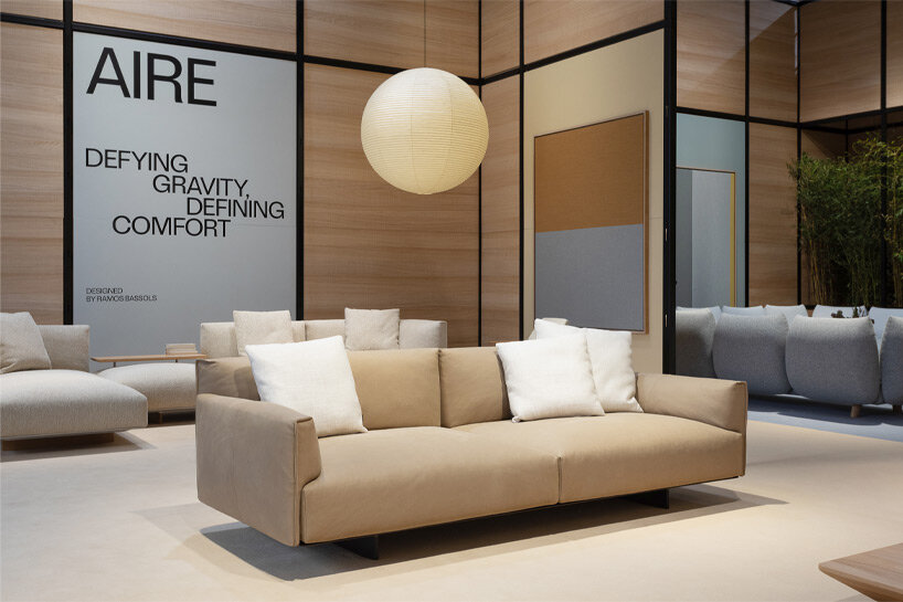 prostoria and ramos + bassols reveal floating modular sofa aire at salone del mobile 2025