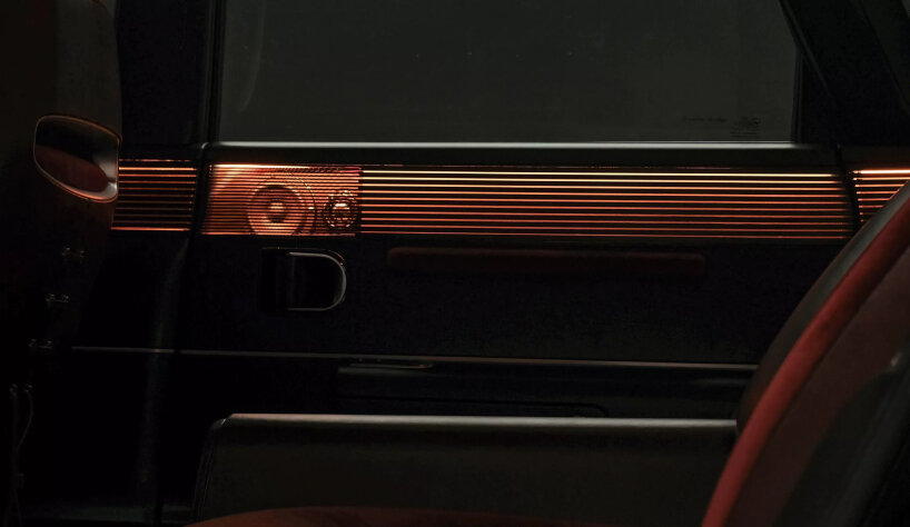 inside the concept electric car, ambient lighting runs through