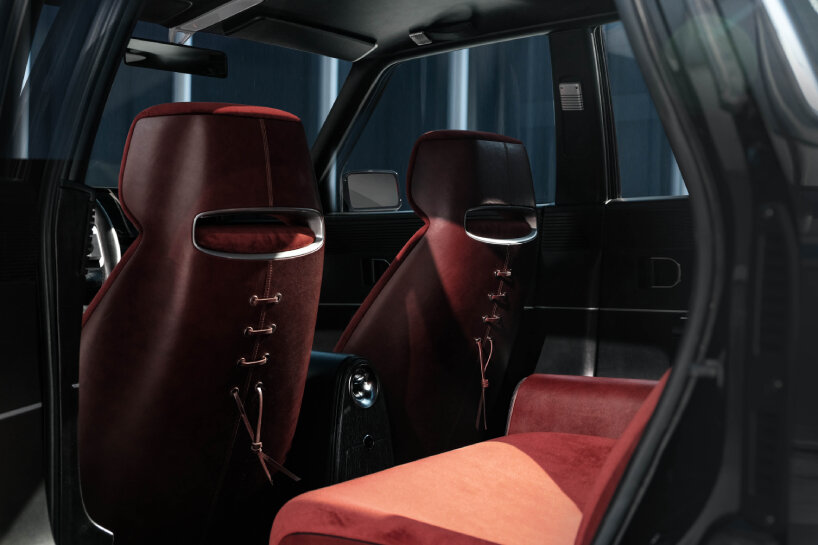 the velvet interior pays homage to the first generation of the sedan