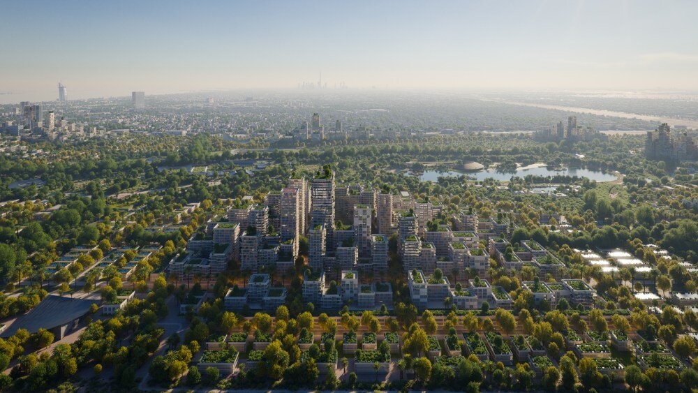 Taman Besar Taman Hijau Melalui Lingkungan Mirip dengan Pulau untuk Level Master berikutnya di Dubai