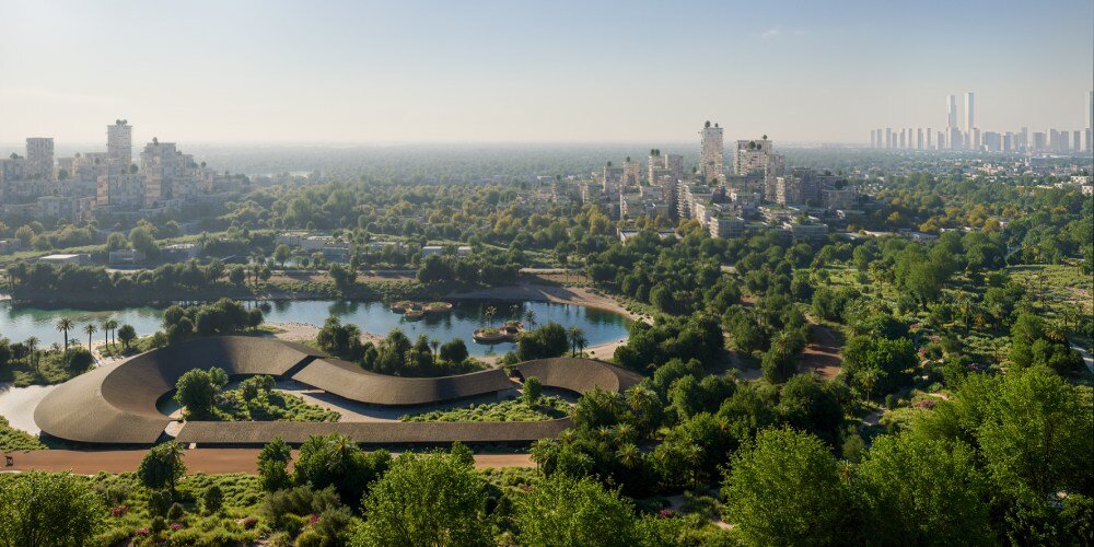Taman Besar Taman Hijau Melalui Lingkungan Mirip dengan Pulau untuk Level Master berikutnya di Dubai