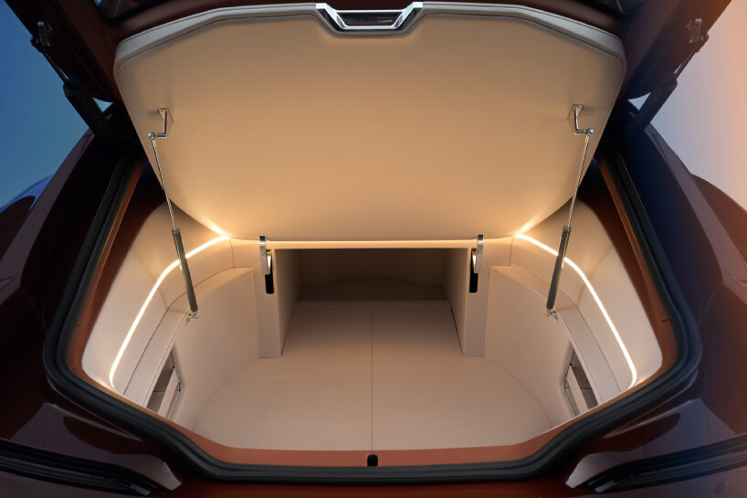 the trunk has two sections, following the two-tone theme of the concept vehicle