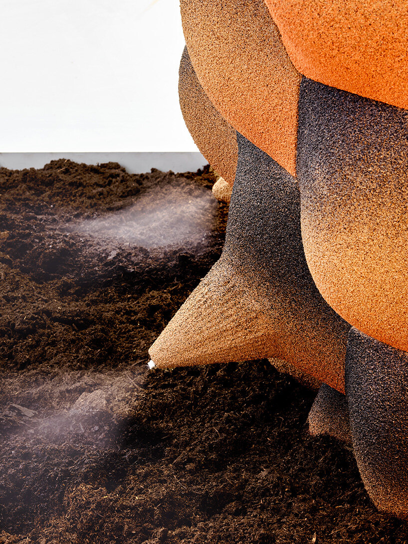bacteria metabolize toxicity in andrés jaque's cork transspecies palace at triennale milano
