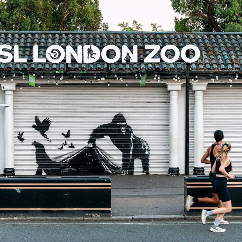 the artist's mural on the walls of the London zoo | read more here