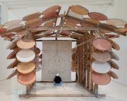 boonserm premthada upcycles thai rice barns for elephant food shelter at triennale milano