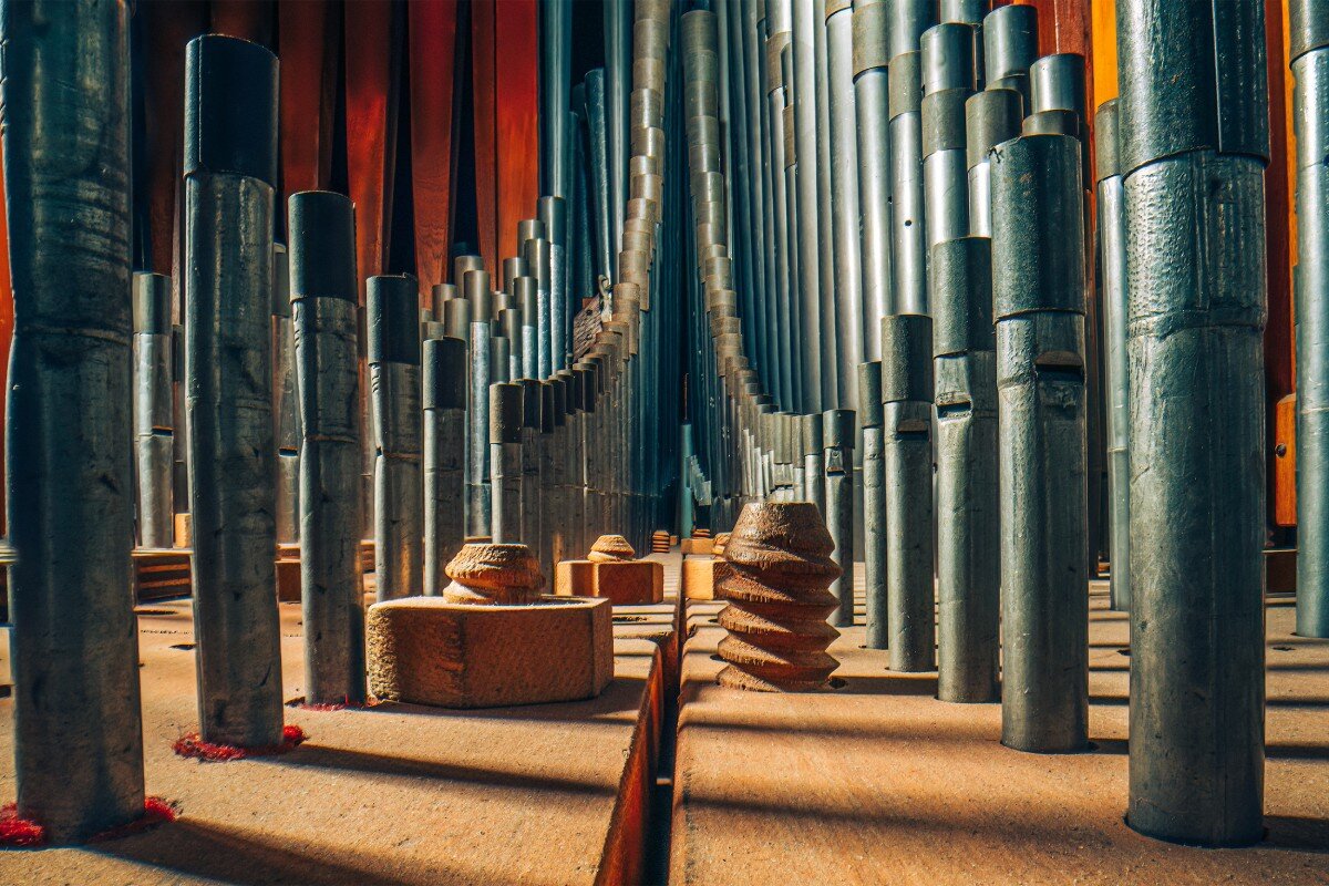charles brooks captures vaulted, shaded spaces inside historic musical instruments