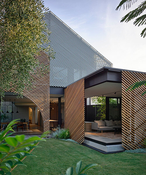 austin maynard architects updates 'clarke' house with timber battens and pocket gardens