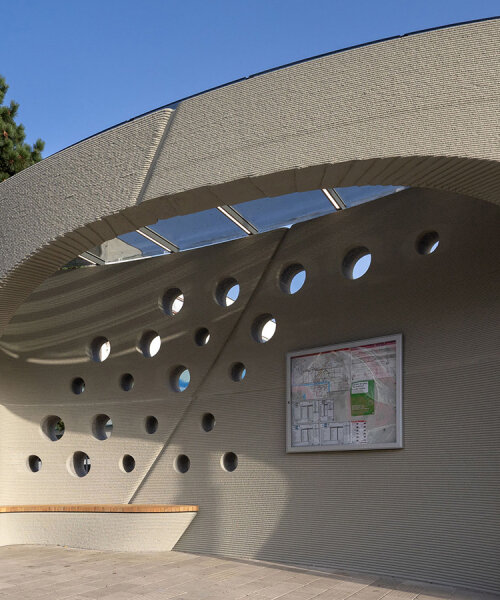 COLLARCH's concrete, 3D printed bus stop forms sculptural shelter in slovakia