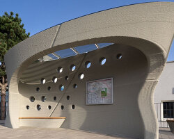 COLLARCH's concrete, 3D printed bus stop forms sculptural shelter in slovakia