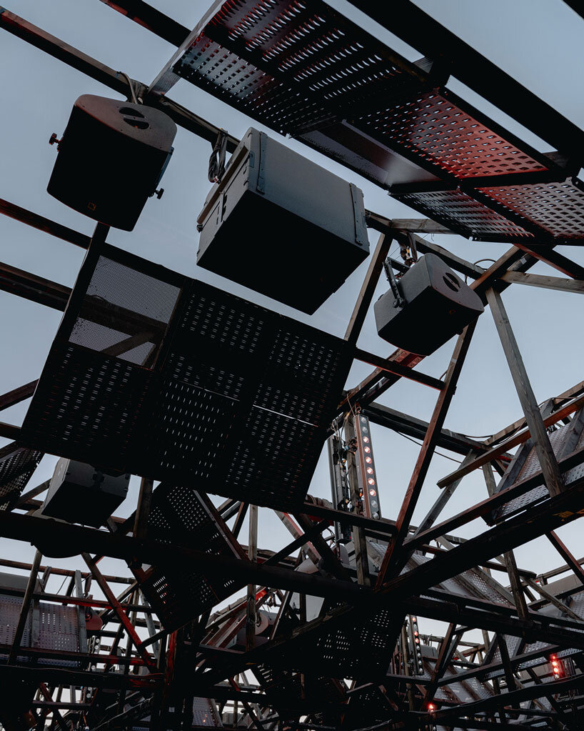 dark skies sonic pavilion suspends sound system over crowd at horst arts & music festival