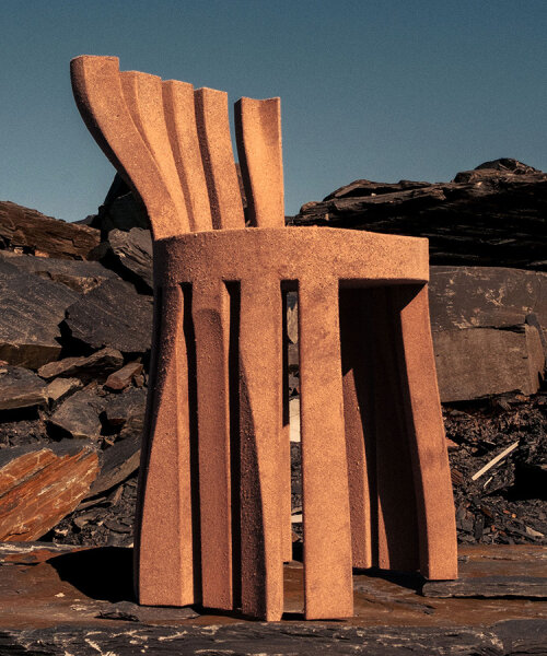 roc h biel turns beech dust into chairs and modular desks inspired by corinthian columns