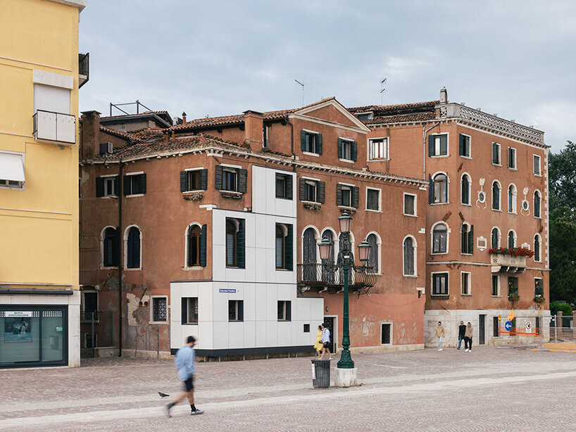 estonian pavilion wraps historic palazzetto in insulation for venice architecture biennale 2025