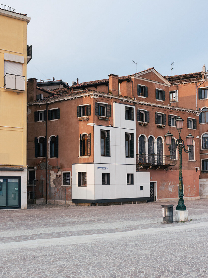 estonian pavilion wraps historic palazzetto in insulation for venice architecture biennale 2025