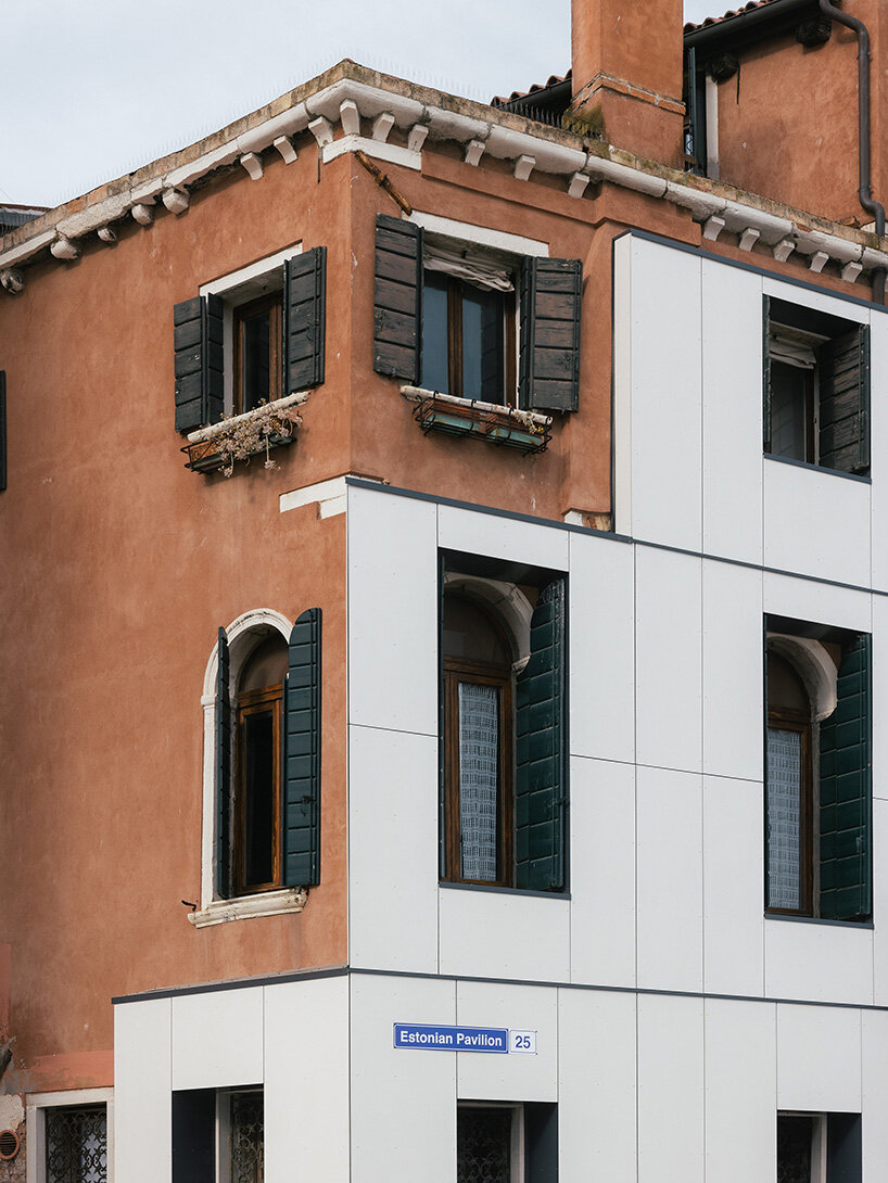 estonian pavilion wraps historic palazzetto in insulation for venice architecture biennale 2025