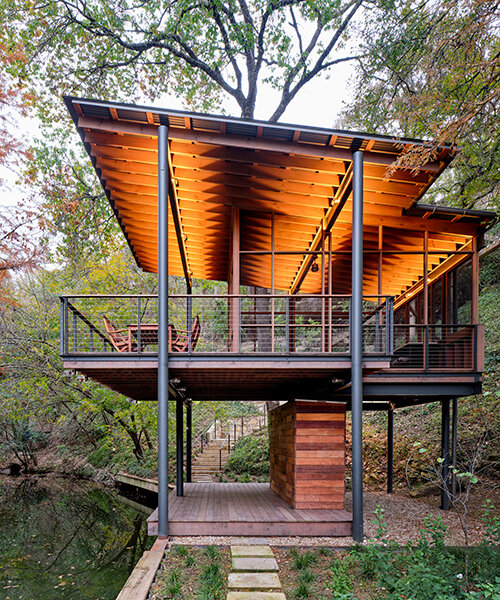 furman + keil architects extends austin home with elevated 'roost' for birdwatching