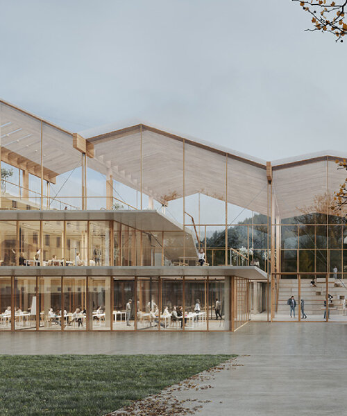 georges batzios unifies volumes of agricultural college in austria with stepped terraces