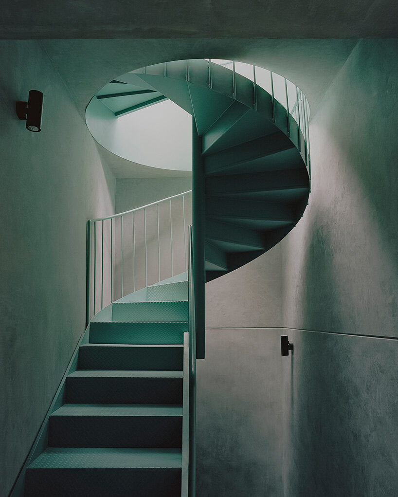 green metal accents bring color to amasa estudio's 1940s home renovation in mexico city