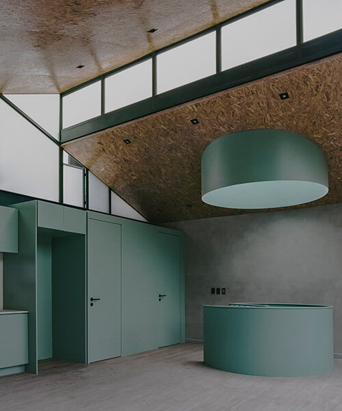green metal accents bring color to amasa estudio's 1940s home renovation in mexico city