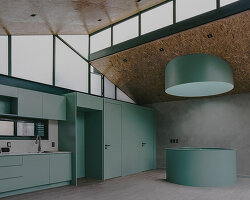 green metal accents bring color to amasa estudio's 1940s home renovation in mexico city