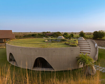 RA design studio tops radial 'habitat 0' community hub with rooftop garden in india