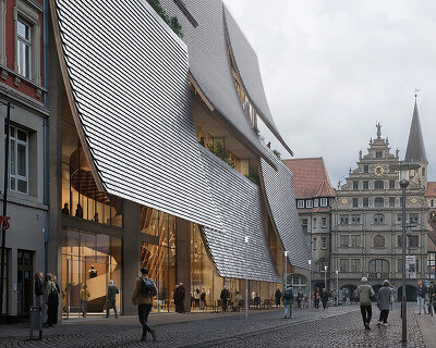 ADEPT to transform german warehouse into 'haus der musik' with sculpted new facade