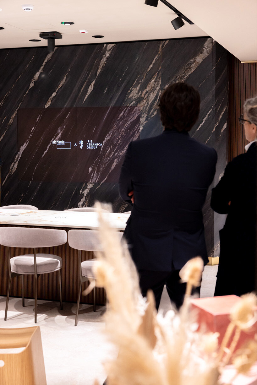 iris ceramica group and alchimia hide audio and video systems within ceramic surfaces