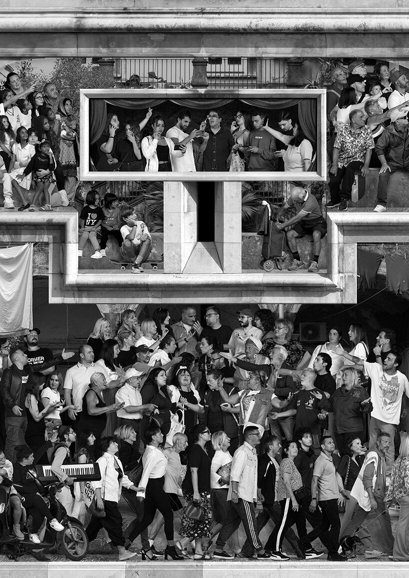 JR covers the facade of naples' cathedral with black-and-white living portrait of the city
