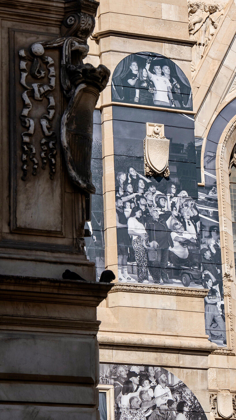 JR covers the facade of naples' cathedral with black-and-white living portrait of the city