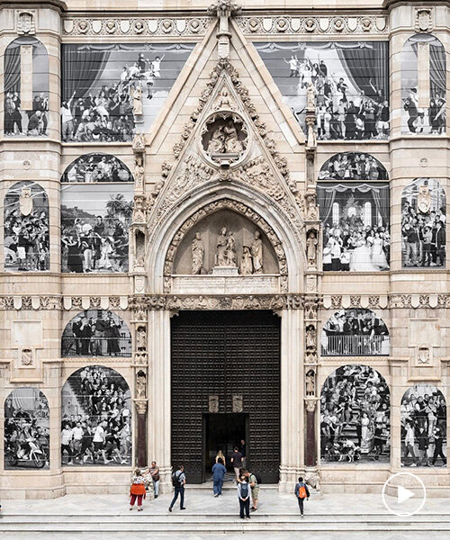 JR covers the facade of naples' cathedral with black-and-white living portrait of the city