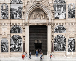 JR covers the facade of naples' cathedral with black-and-white living portrait of the city