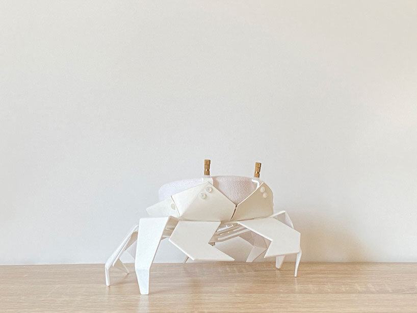 meet kogani, a little origami-style crab that encases compact speakers