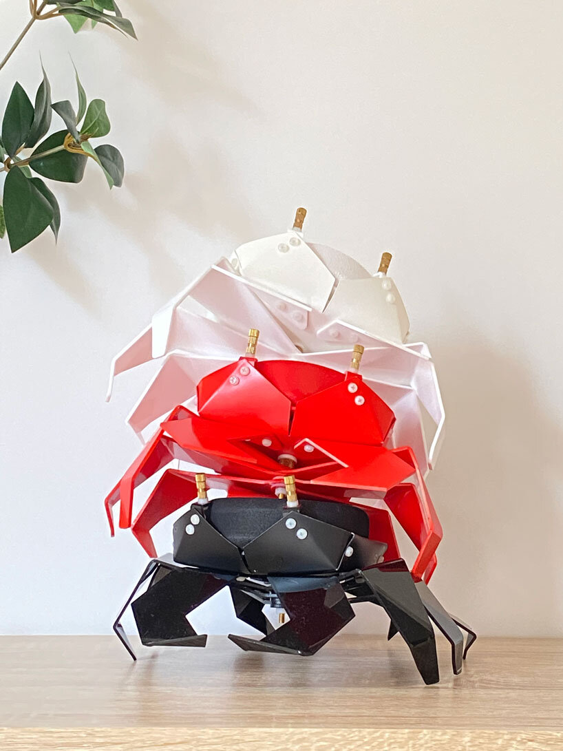 meet kogani, a little origami-style crab that encases compact speakers